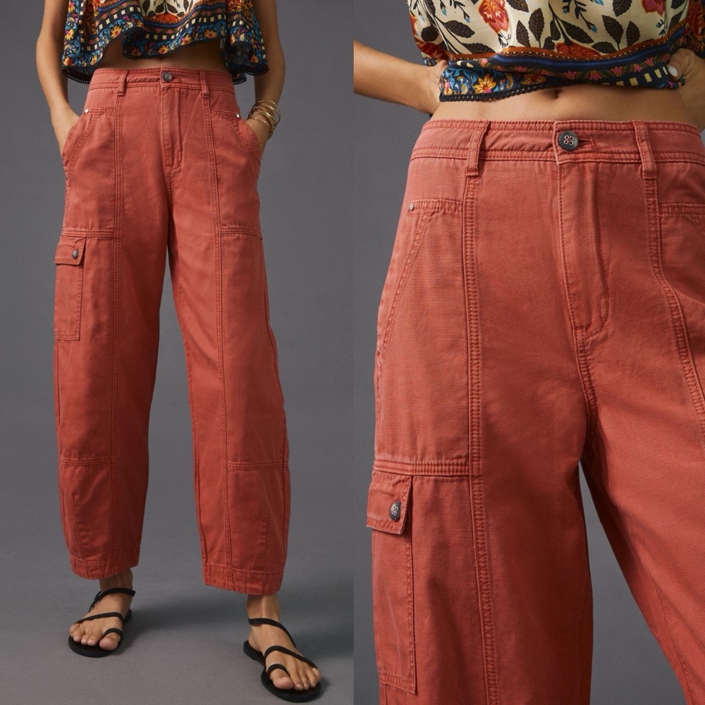 Anthropologie High-Rise Cargo Jeans in Rust